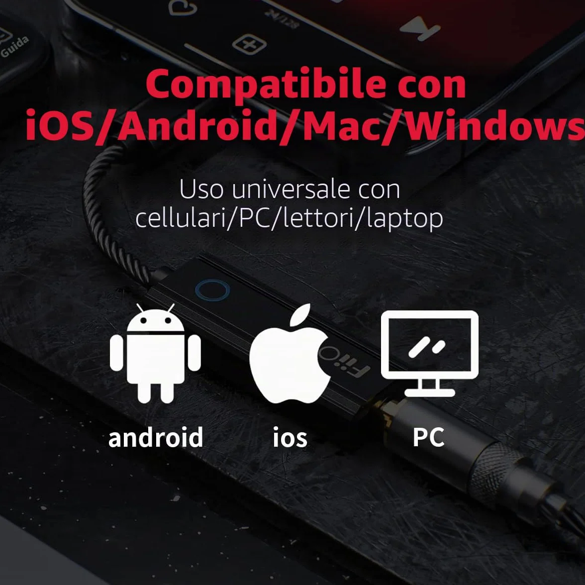 FIIO KA1 DAC Portatile con Amplificatore Cuffie Ultracompatto 32bit/384kHz DSD256 MQA (Versione Standard)