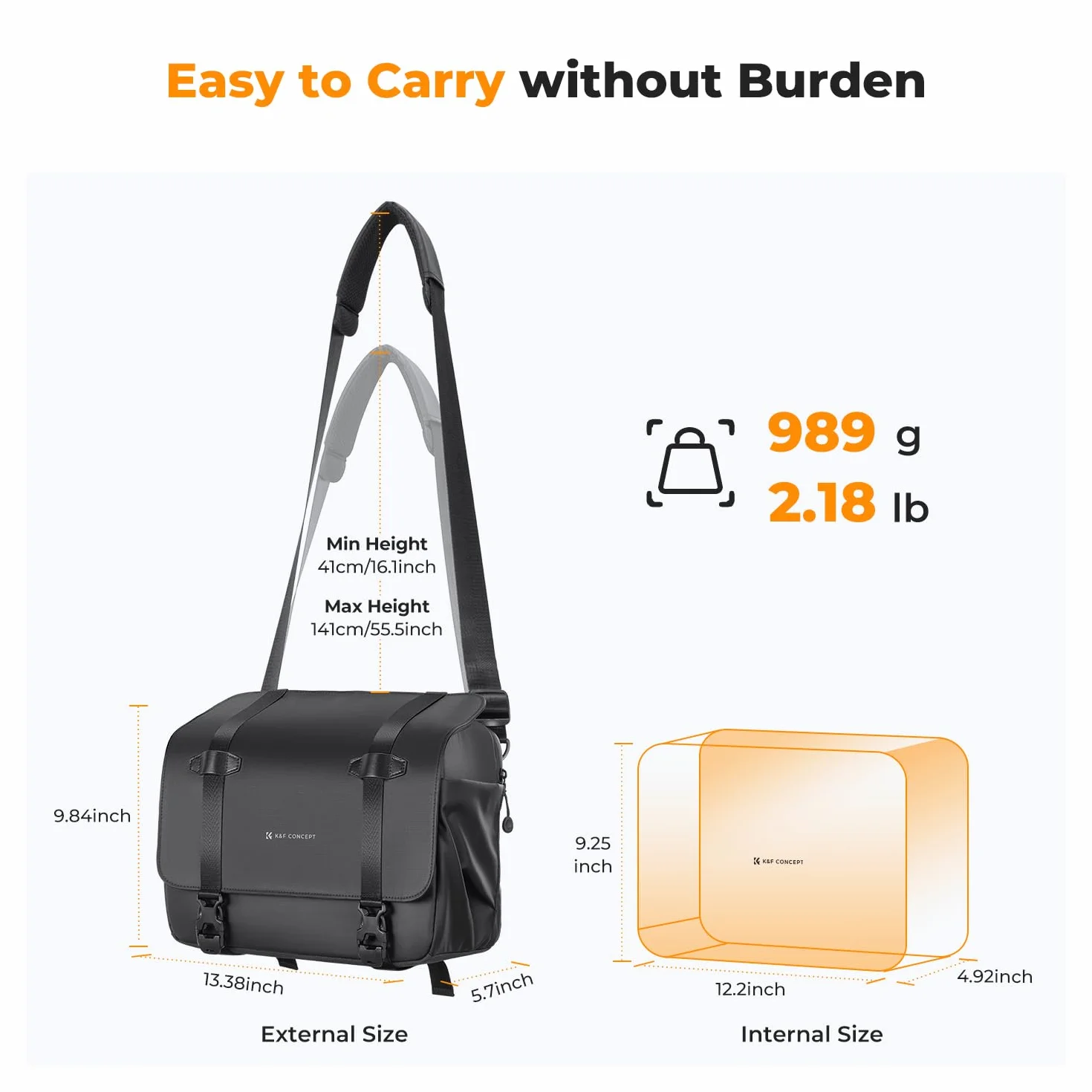 K&F CONCEPT Borsa per fotocamera, Borse fotografico con scomparto per laptop/supporto per treppiede/tracolla regolabile custodia per fotocamera impermeabili compatibili con DSLR/SLR/Obiettivo