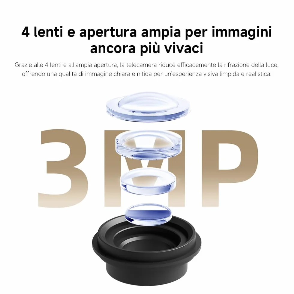 XIAOMI Smart Camera C301 (Videocamera di sorveglianza), risoluzione 2K, protezione privacy, visione notturna a colori, visione completa a 360°, rilvamento delle persone, audio bi-direzionale