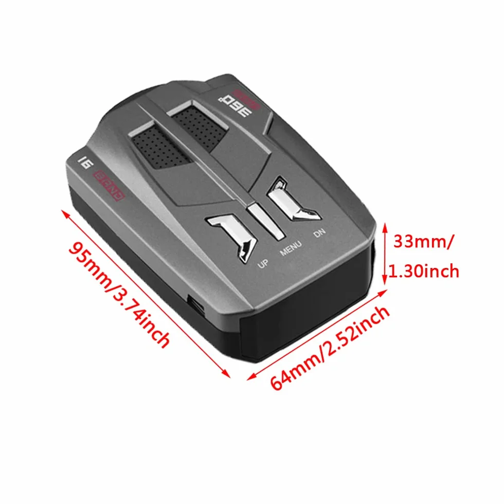 Rilevatore radar per auto a 360 gradi Grey, dispositivo di avviso vocale a LED a LED con 200-800 m di avvertimento remoto a lunga distanza, linguaggi Multri supportati