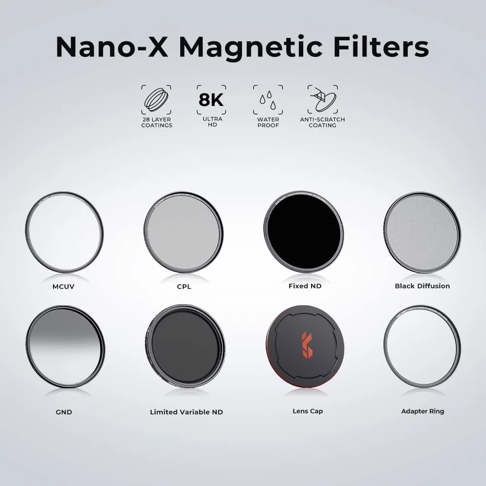 K&F CONCEPT Nano-X Filtro ND64 (6 stop) per obiettivo da Anelli Adattatori, Tappo Magnetico in Metallo (82mm, magnetica)