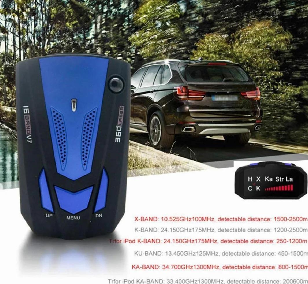 MASO Nuovo rilevatore radar velocità auto 360 gradi V7 GPS polizia sicuro allarme vocale 16 banda