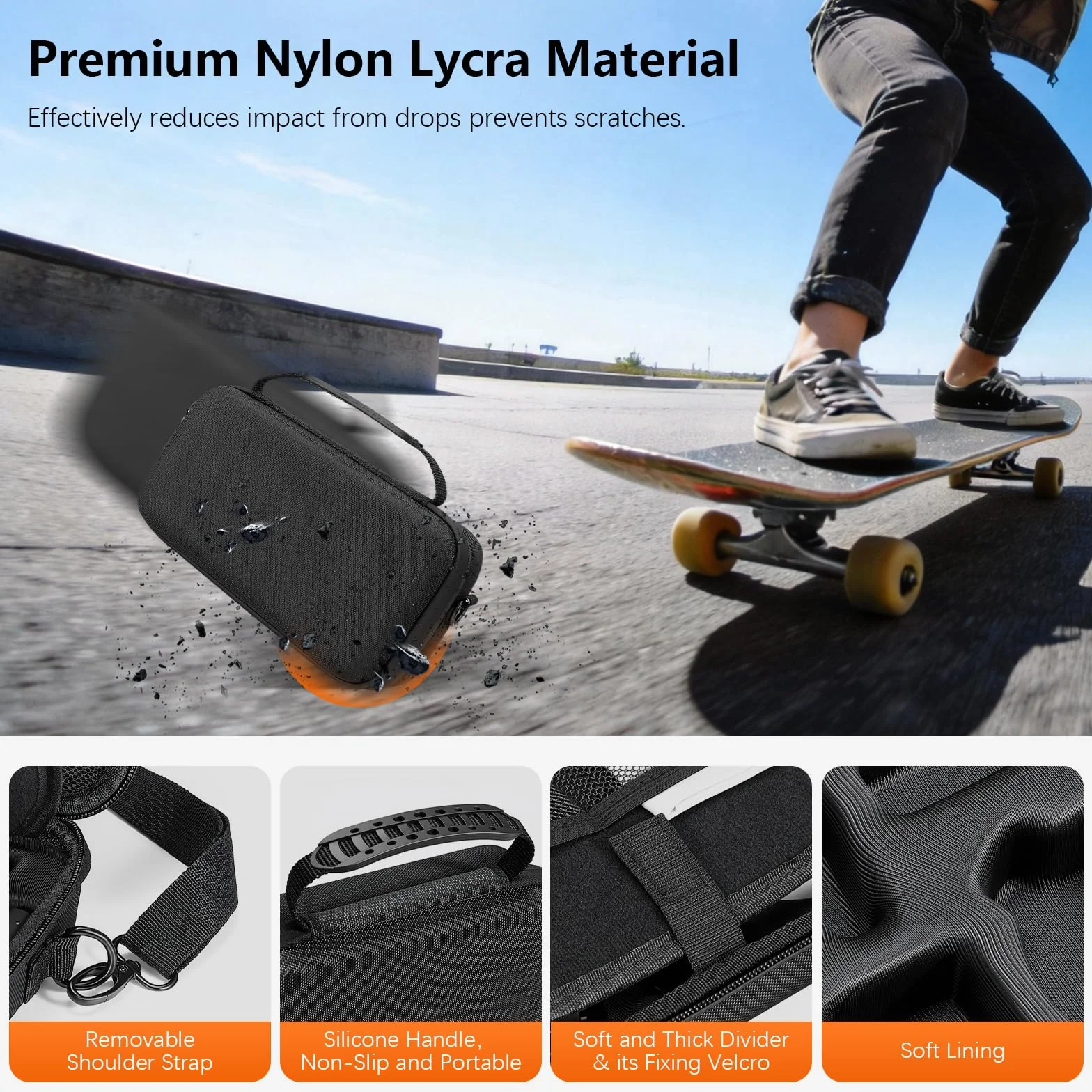 AMAZEAR Custodia da trasporto per accessori Insta360 X5 / X4 Air, Borsa impermeabile, Borsa a tracolla portatile per Insta360 X5 / X4 Air, Compatibile con asta selfie, Totalmente nero, Media