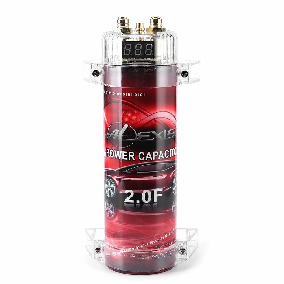 LED Rosso spegnimento Automatico 2.0 condensatore di Audio, condensatore Audio per Auto, per sistemi Fino a 2000 W.