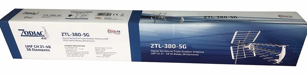 Melchioni, Antenna tripla digitale terrestre banda UHF Ready, ZTL-380-5G 38 elementi Canali 21-48 frequenza 470-694Mhz, guadagno 15.5 – 17.5dB