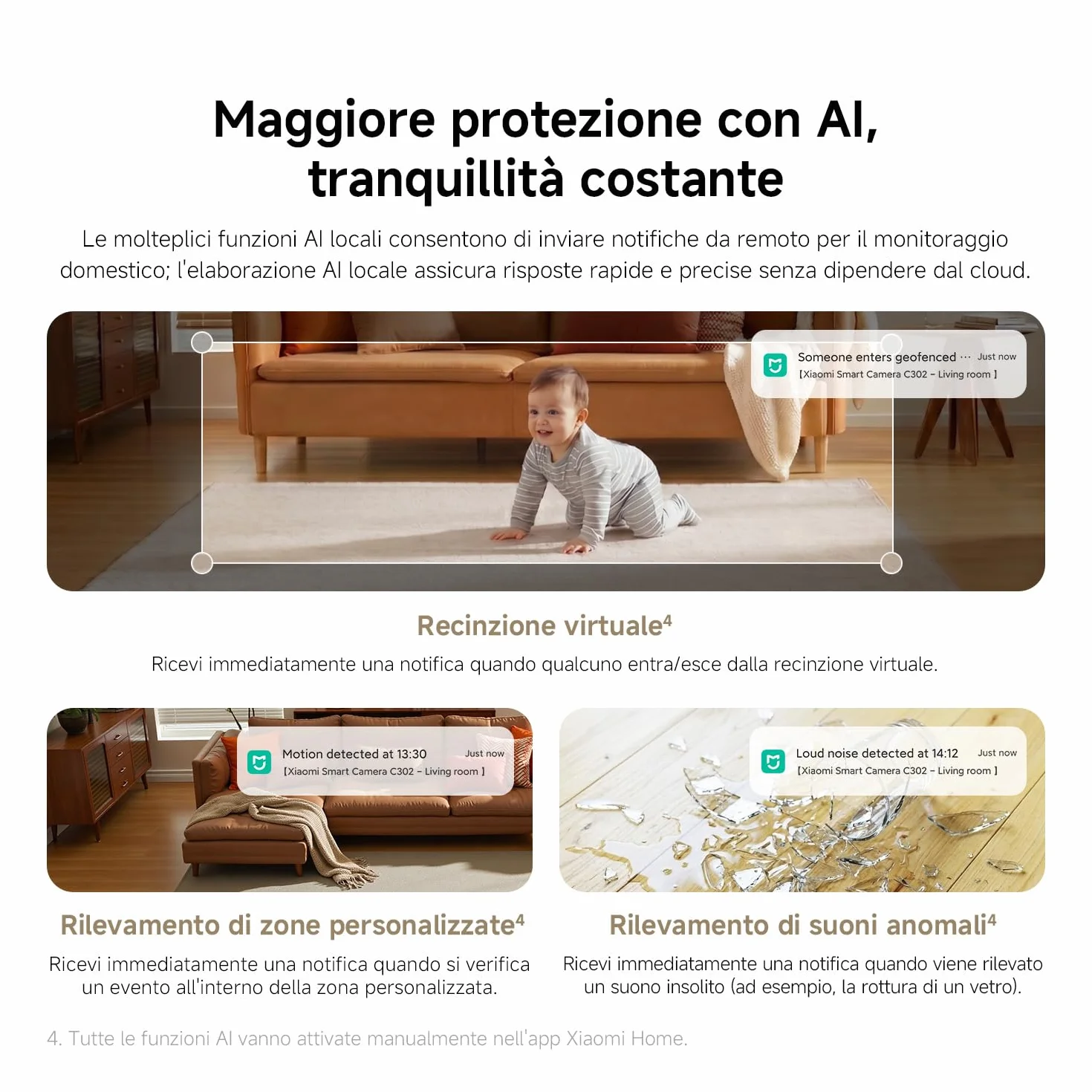 XIAOMI C302 Indoor WiFi Camera 2K (3MP) with Privacy Shield, 360° Vision Camera, AI Detection of Baby/Pets, Two-Way Audio, Ultra-Colors in Very Low Light, Alexa