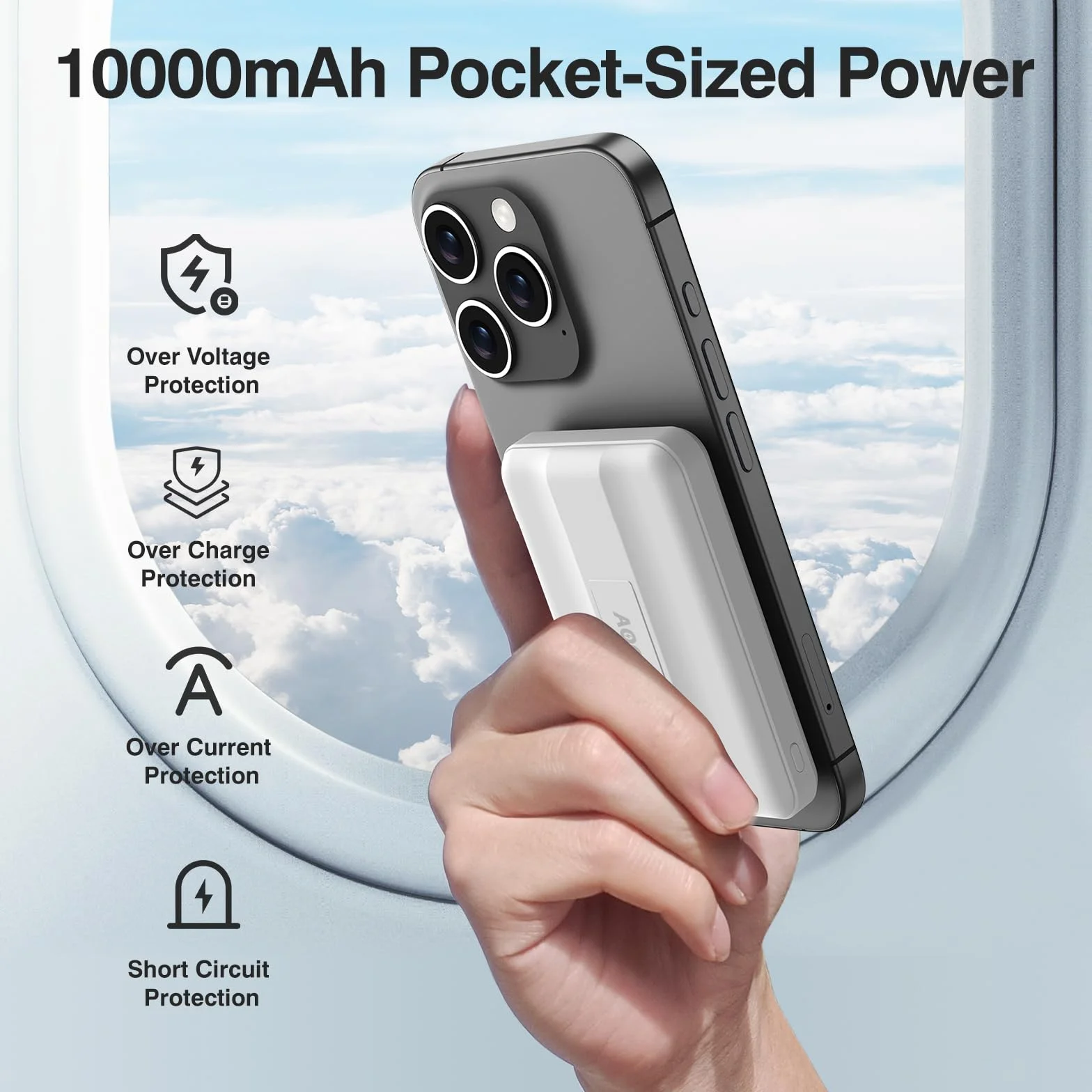 AOGUERBE PowerBank per Magsafe, 10000mAh Power Bank Magnetico Caricatore Wireless Portatile 22.5W PD Ricarica Rapida con Display LED, Batteria Esterna per iPhone 17/16/15/14/13/12/Mini/Pro/Pro Max