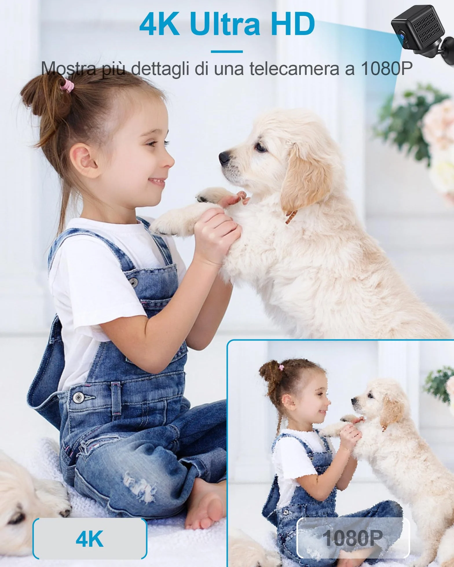 aobo Telecamera Nascosta 4K HD Mini Wifi Interno Videocamera Sorveglianza Senza Fili Batteria Lunga Durata Spy Cam
