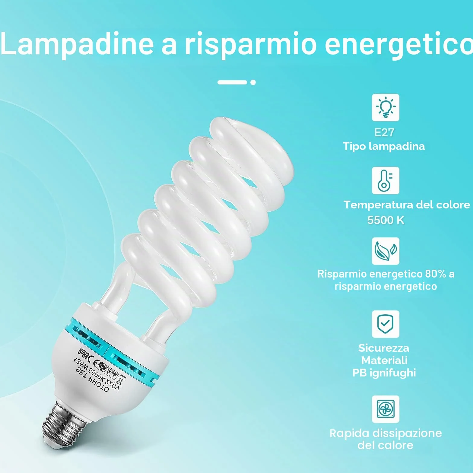 TLGREEN 2 x 135 W Softbox Lampada Foto Luce, E27 220V Luce per Fotografia, Lampada a Risparmio Energetico a Luce Fredda per Fotografia, Video, Studio, Studio Fotografico