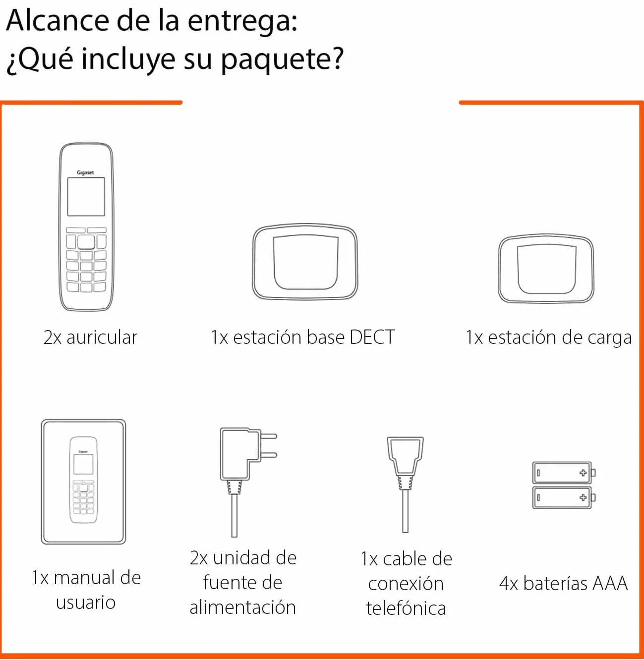 TELEFONO FIJO INALAMBRICO GIGASET E290 DUO BLANCO 300 NUMEROS - 42 TONOS