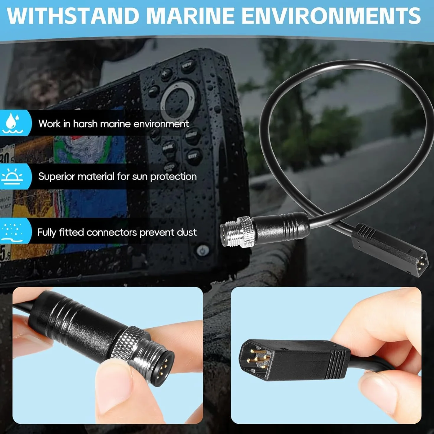 720074-12 (720074-1) AS EC QDE Cavo adattatore Ethernet per Fishfinder Humminbird – Cavo di rete robusto per HELIX 7-15 & SOLIX G2N/G3N/G4N, i-Pilot Link, One-Boat Network e Mega Live Imaging (wasse