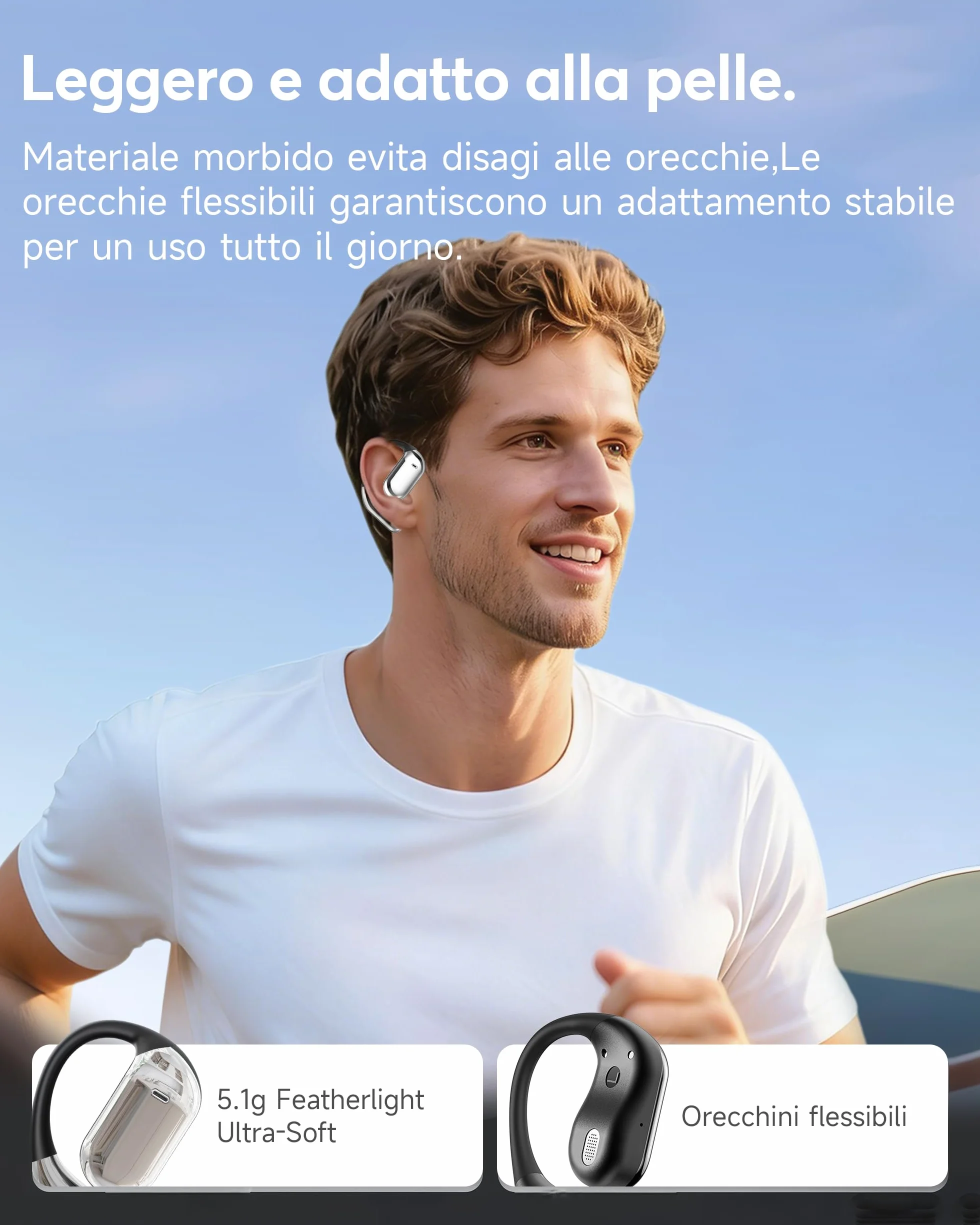 Cuffie Bluetooth Auricolari Bluetooth 5.4, Sport Cuffiette Wireless, Cuffie Open Ear 48 Ore di Riproduzione, Cuffie Senza Filo HiFi Stereo IP7 Impermeabili, Auricolare Bluetooth per iOS & Android