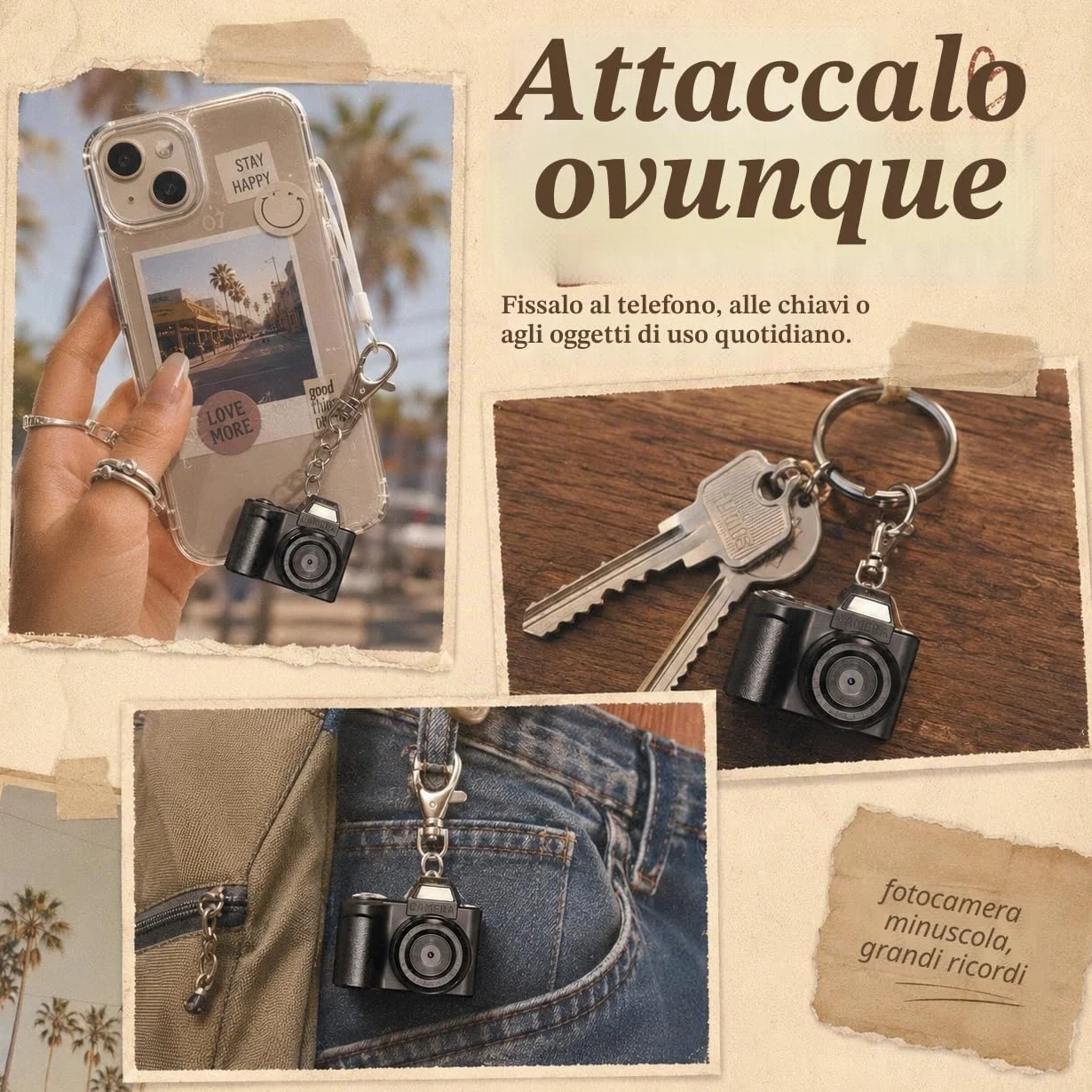 Mini Fotocamera Digitale - Maxmango 1,3'' 1080P Mini Macchina Fotografica Digitale, Macchina Fotografica Tascabile Portachiavi con 64 GB, per Viaggi, Vlogging e Intrattenimento, per Regali