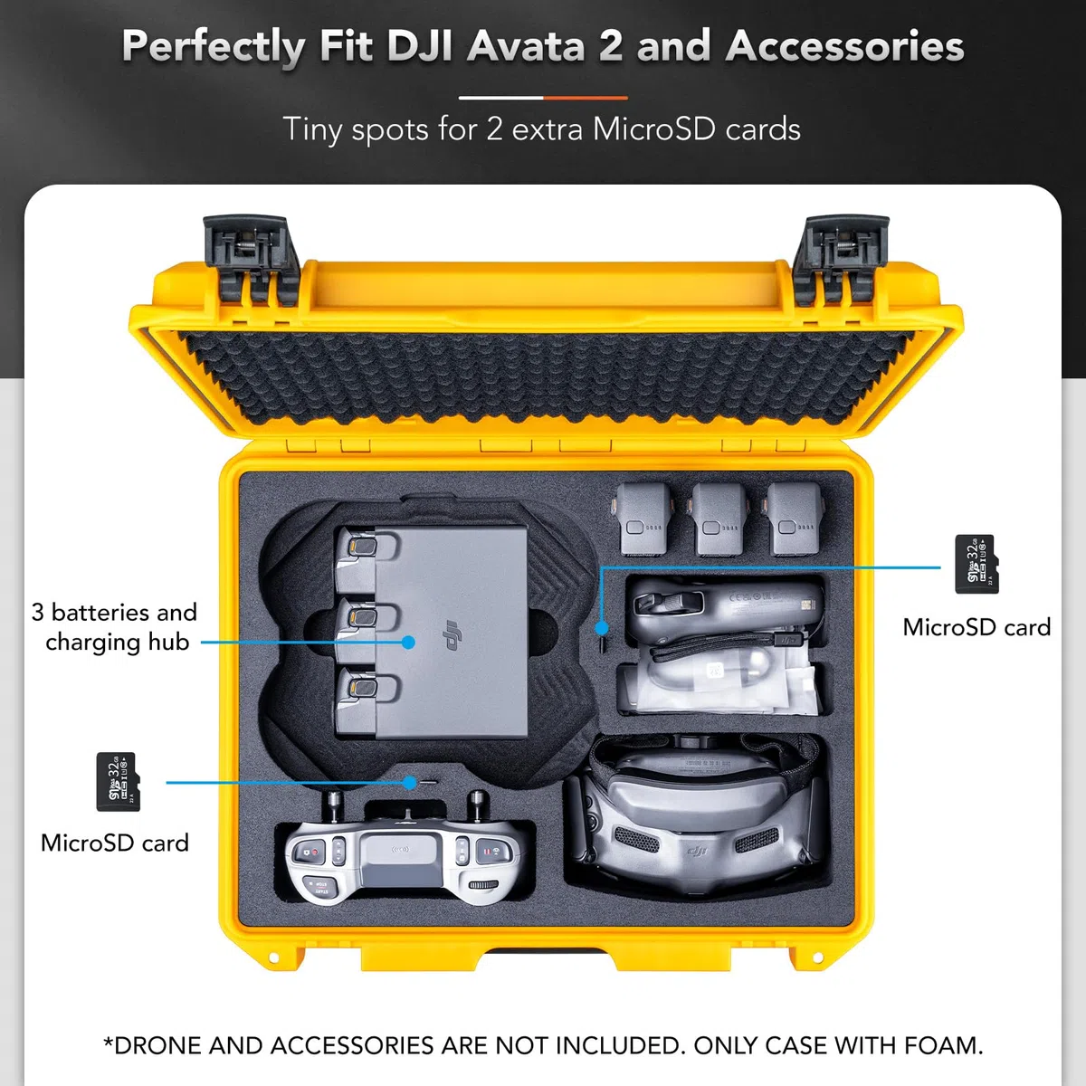 Lykus Titan AT200 Valigia Custodia Case impermeabile per DJI Avata 2,Goggles 3,RC Motion 3,FPV Remote Controller 3 e FPV telecomando 3, supporta fino a 7 batterie [SOLO VALIGIA]