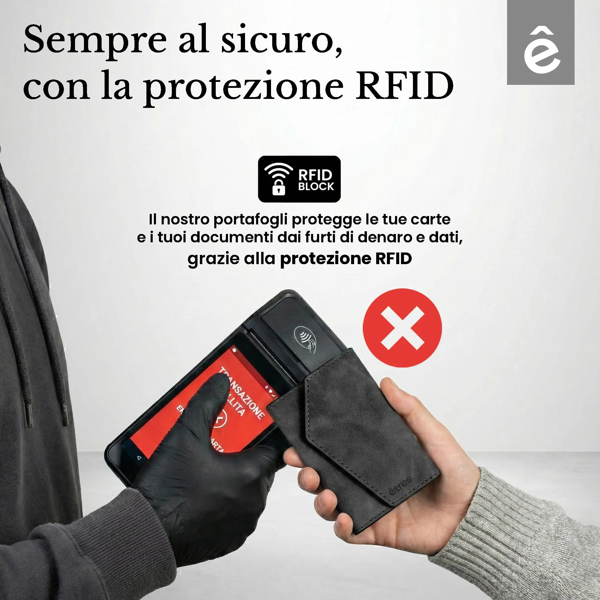 TECHMADE ETRES Portafoglio Magnetico ICON Easy - Compatibile con iPhone 17/16/15/14/13/12 - Protezione RFID, in PU Leather - 6 Carte + Tasca Contanti - Compatto, Unisex, Antiscivolo (Black)