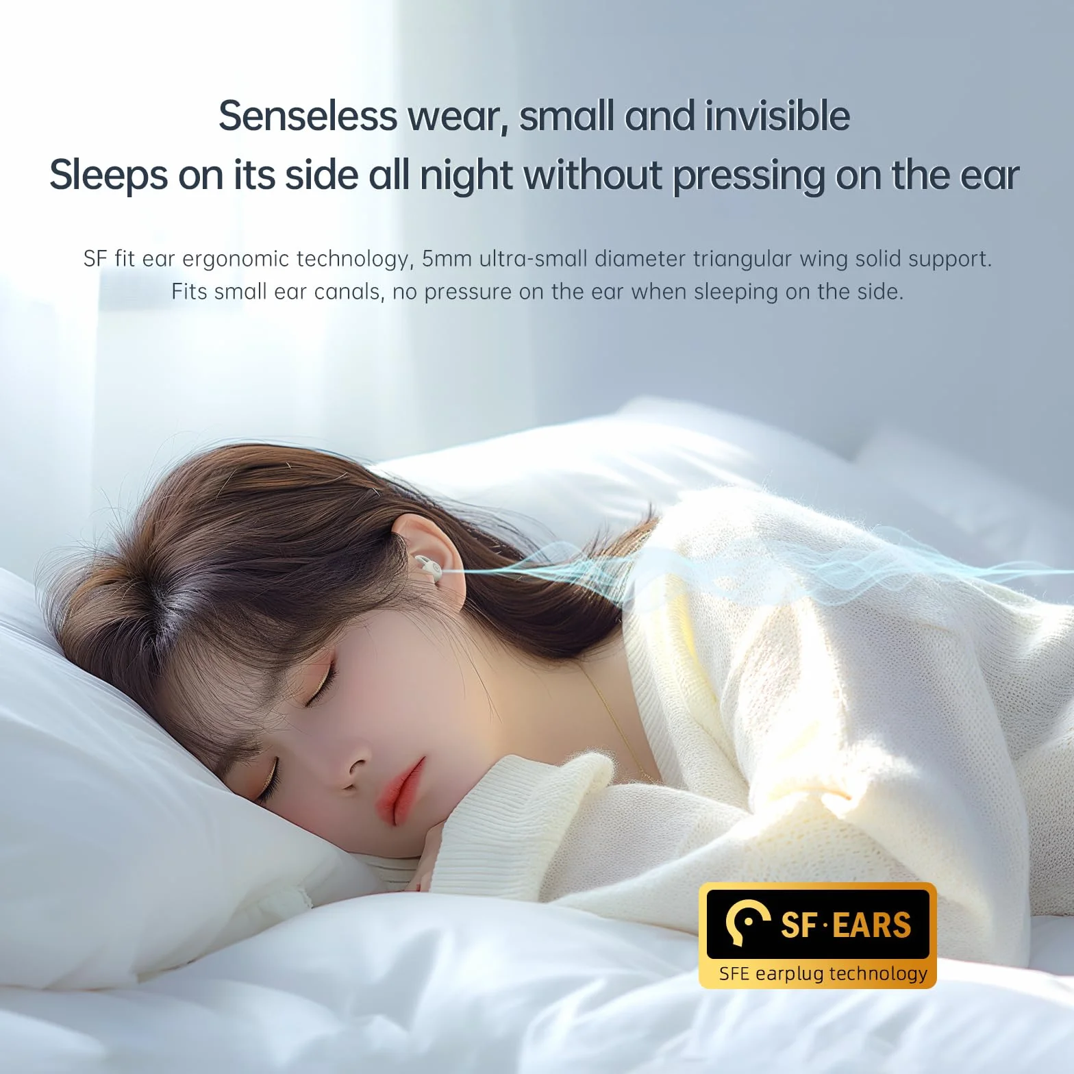eppfun Cuffie per Dormire, Bluetooth Auricolari per dormire, Design Piccolo con Blocco del Rumore Comode Cuffie