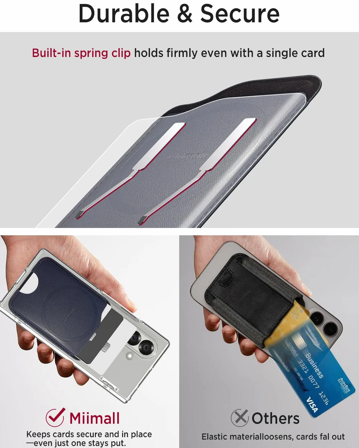 Miimall Portafoglio Mag-Safe per Samsung Galaxy S25 S24 FE/Plus/Ultra/Z Fold 7/iPhone 17 16 15, portafoglio sottile in pelle con 3 scomparti per carte, porta carte magnetico per cellulare, Blu