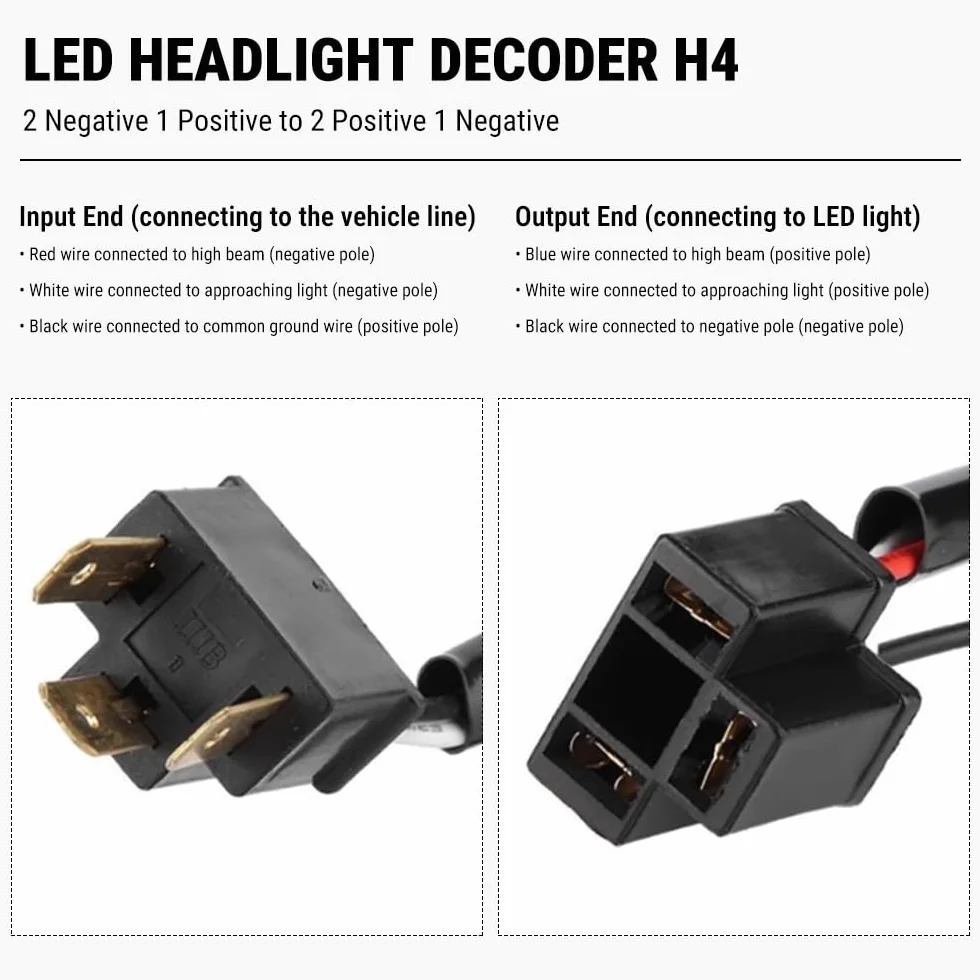 Convertitore di Polarità, 2 Pezzi Invertitore di Polarità, LED/HID Interruttore Negativo Adattatore per H4, Convertitore Negativo Polare, per Tutti i Tipi di Auto