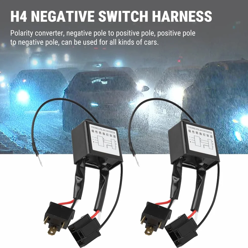 Convertitore di Polarità, 2 Pezzi Invertitore di Polarità, LED/HID Interruttore Negativo Adattatore per H4, Convertitore Negativo Polare, per Tutti i Tipi di Auto