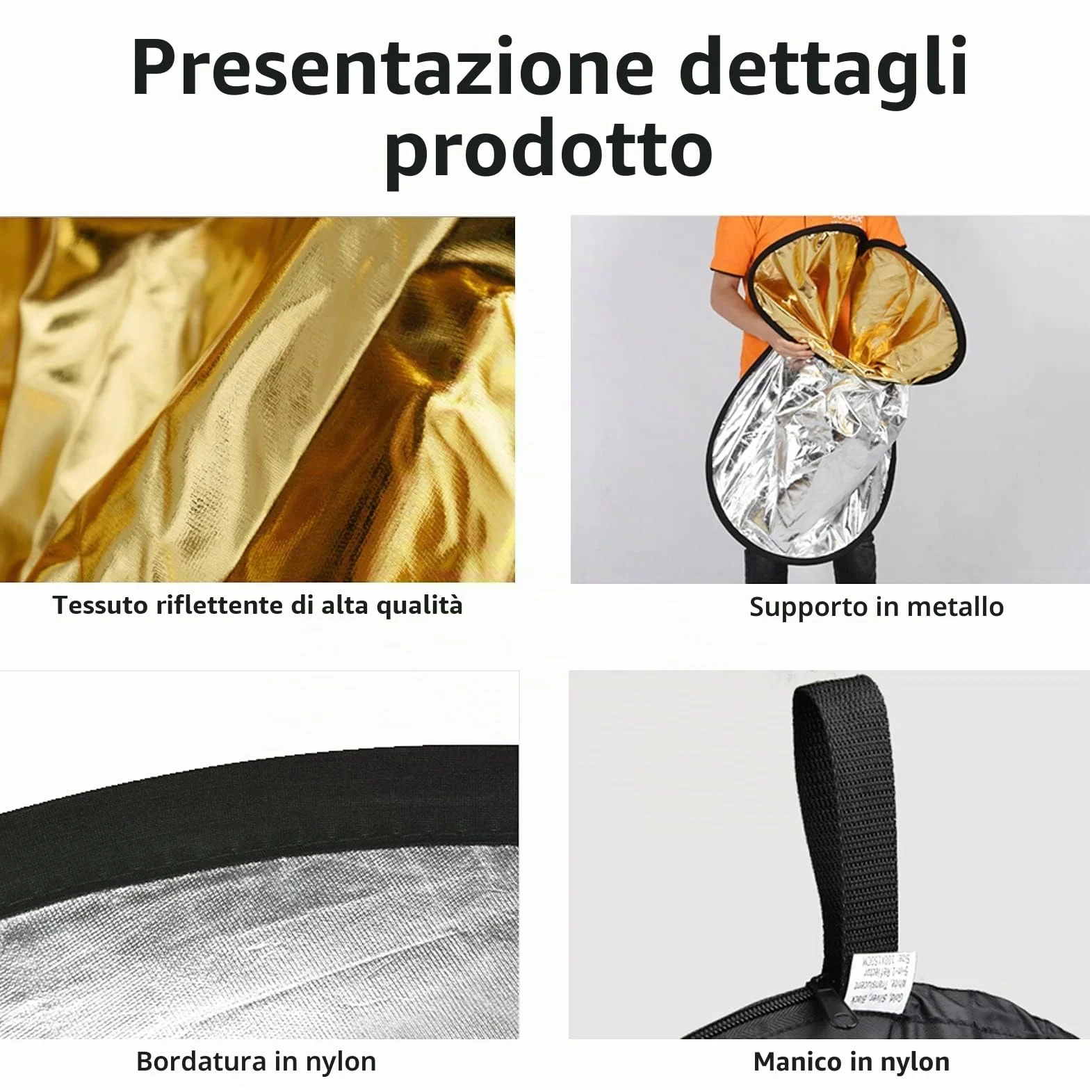GODOX Riflettori pieghevoli per fotografia con custodia per il trasporto set per fotografia riflettore, diffusore di luce per studio (5in1 90 * 120cm)