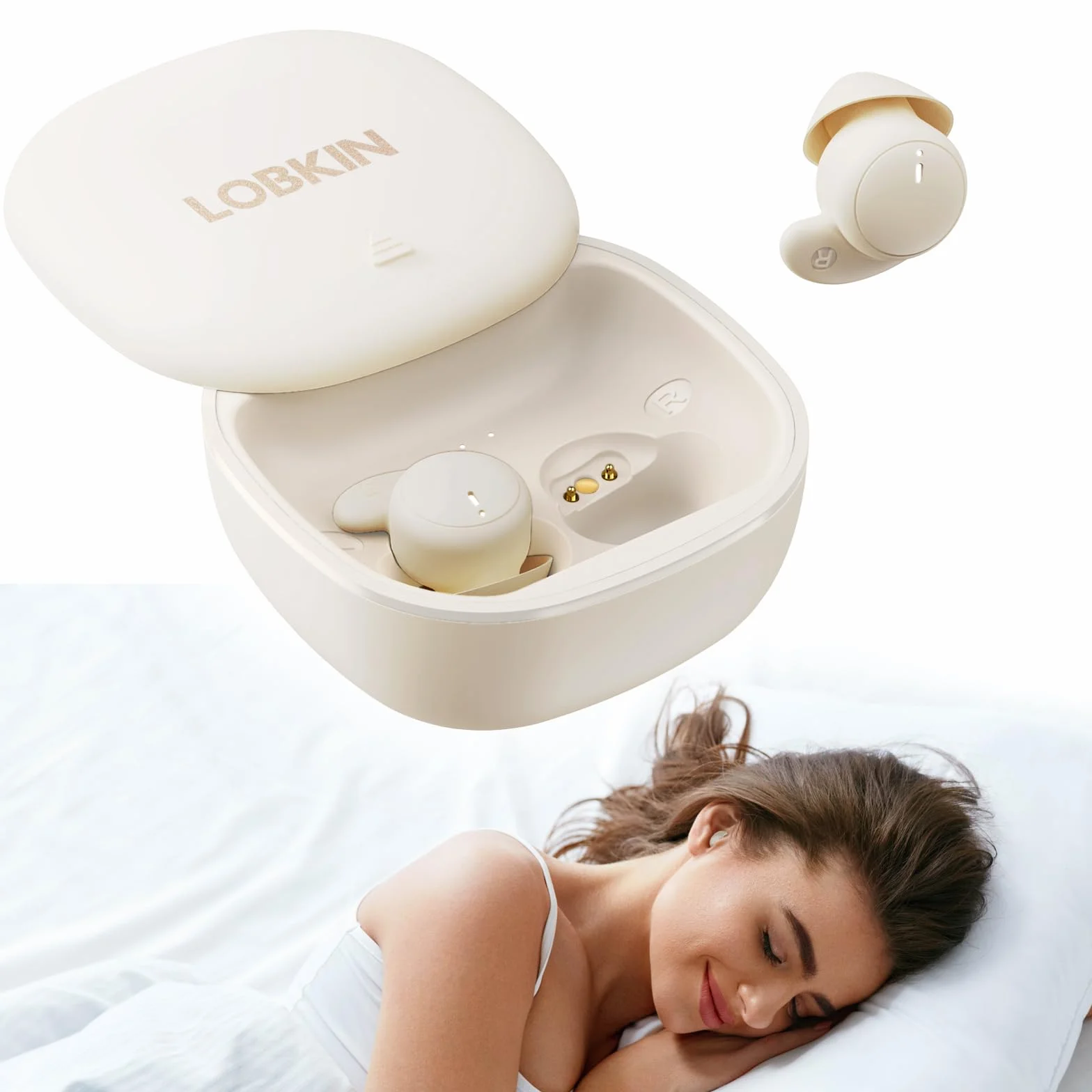 LOBKIN Cuffie Per Dormire, Cuffie Antirumore Per Dormire,Mini Auricolari Invisibili Bluetooth 6.0 In Silicone Liquido,Auricolari Per Dormire, Adatte Per Sport, Yoga e Viaggi