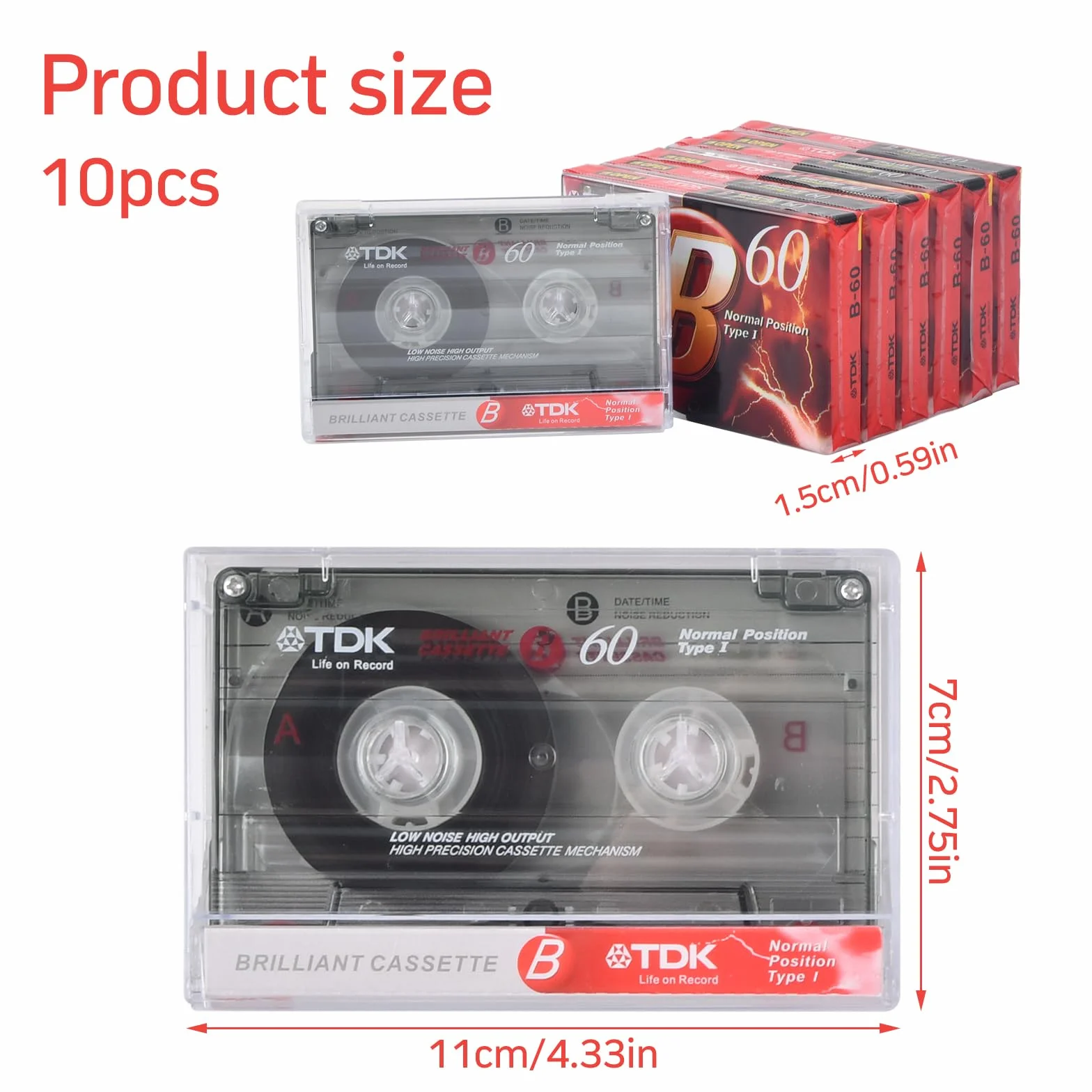 Confezione da 10 Cassette, 60 Minuti Musicassette Vergini, Nastri per Cassette Vuote, Basso Rumore, per Conferenze, Seminari, Registrazione Quotidiana