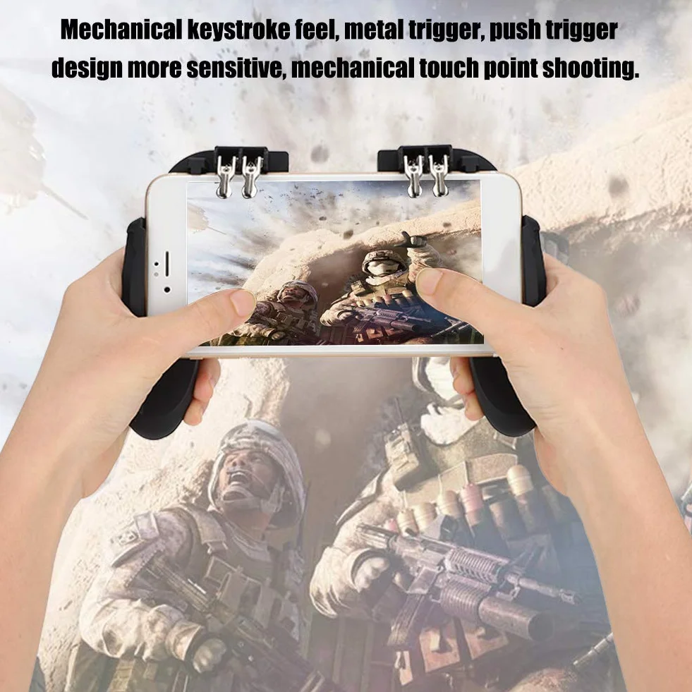 Ouitble Mobile Controller con Fan Ventola Raffreddamento 6 Finger Gamepad Joystick Smartphone Trigger per Smartphone da 4,7 a 6,5 ​​Pollici