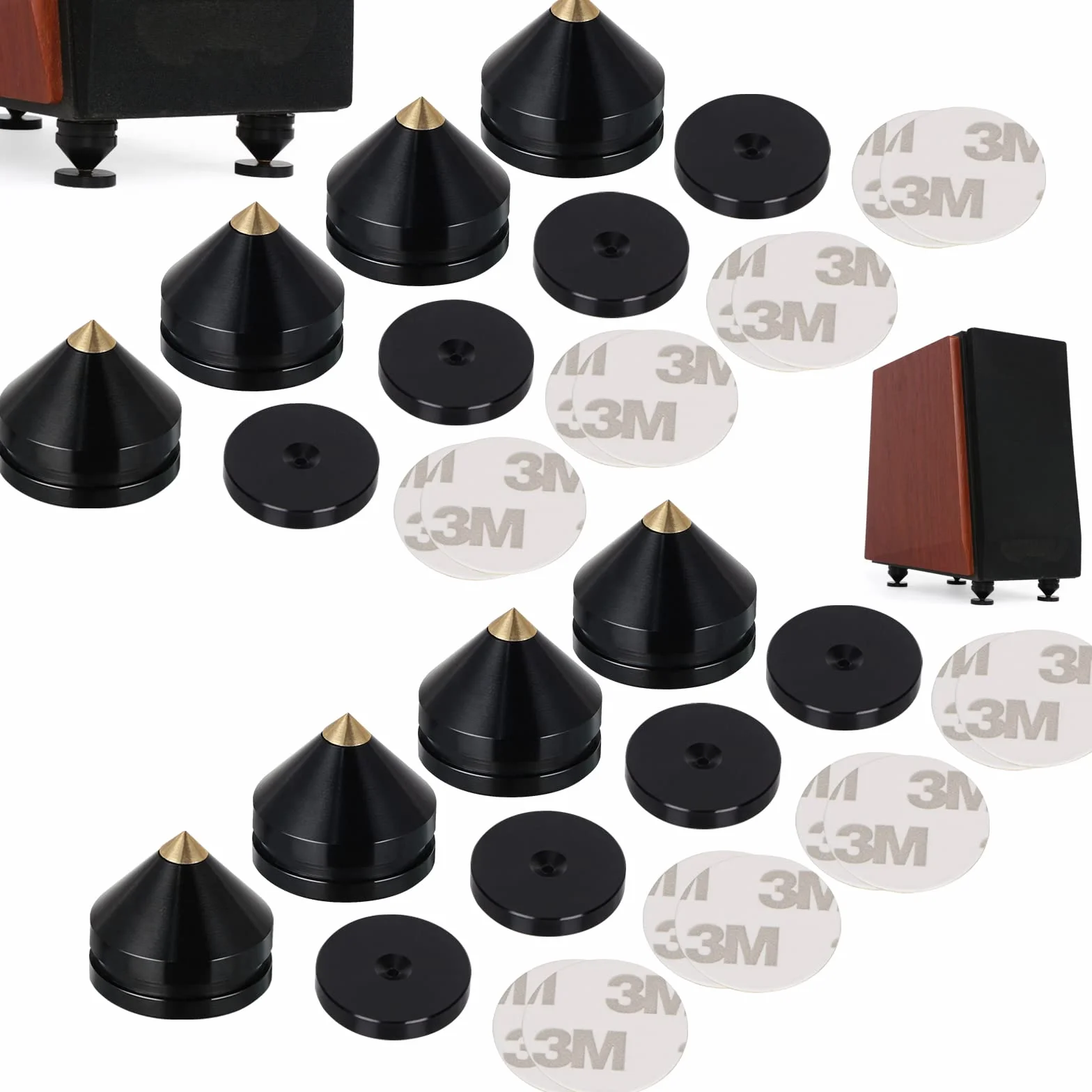 Set di 8 Punte per Altoparlante HiFi, Piedini in Lega di Alluminio, Supporto Nero