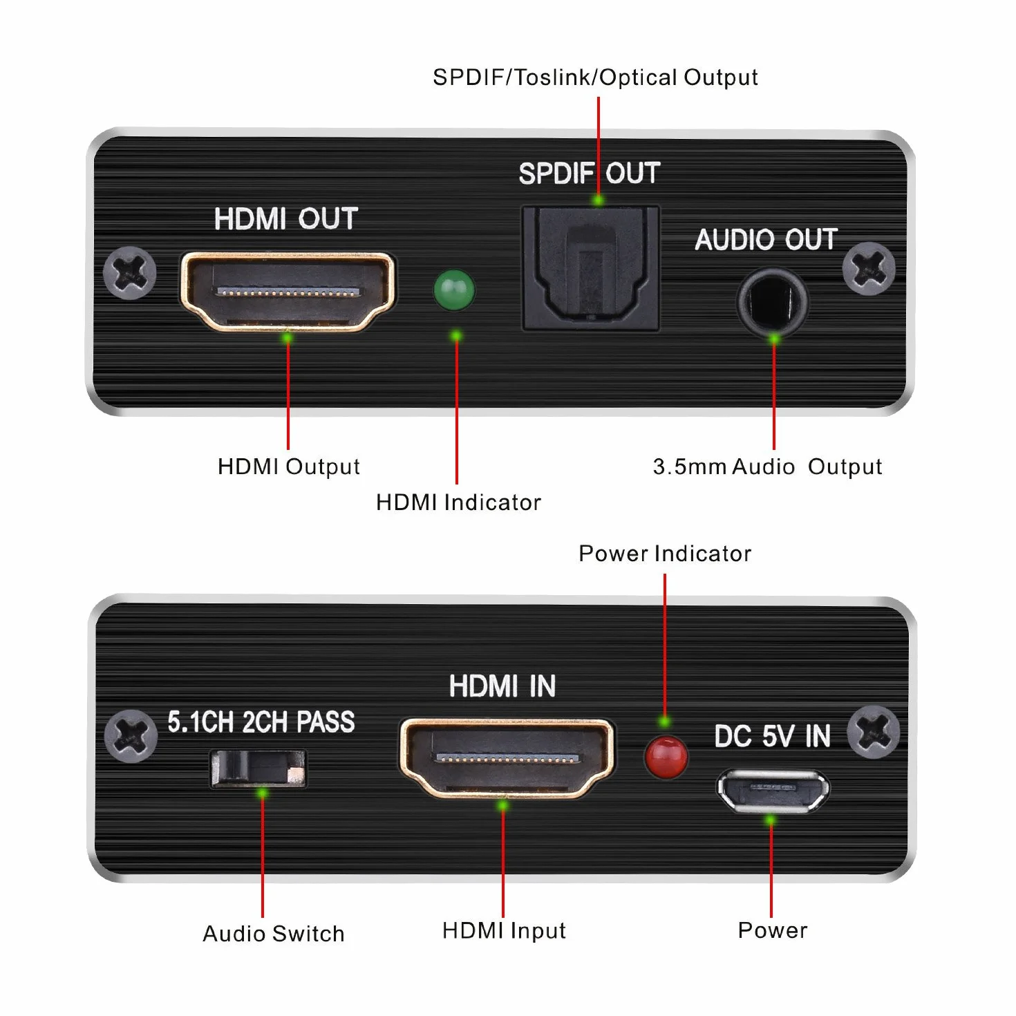 Tendak Splitter audio HDMI 4K Estrattore HDMI a SPDIF TOSLINK ottico e stereo 3,5 mm Adattatore