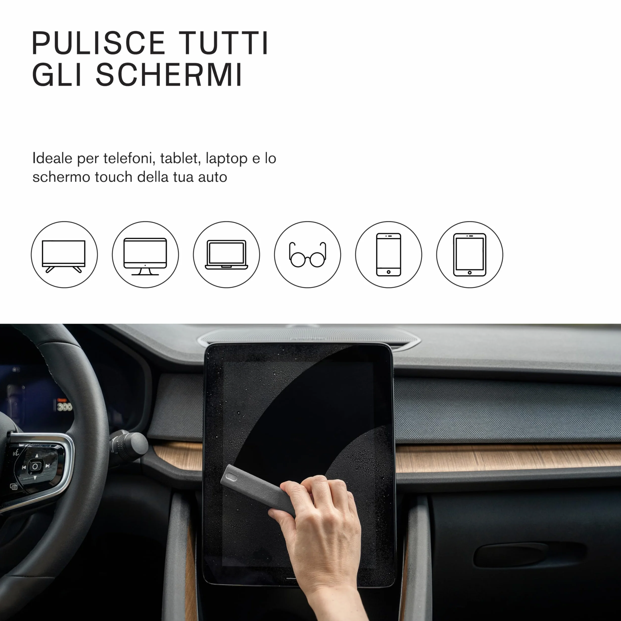 Kit Pulizia Schermo 200ml Panni Microfibra 2 Pack Smartphone Tablet Laptop Monitor PC Smart TV Display Auto Nero Grigio