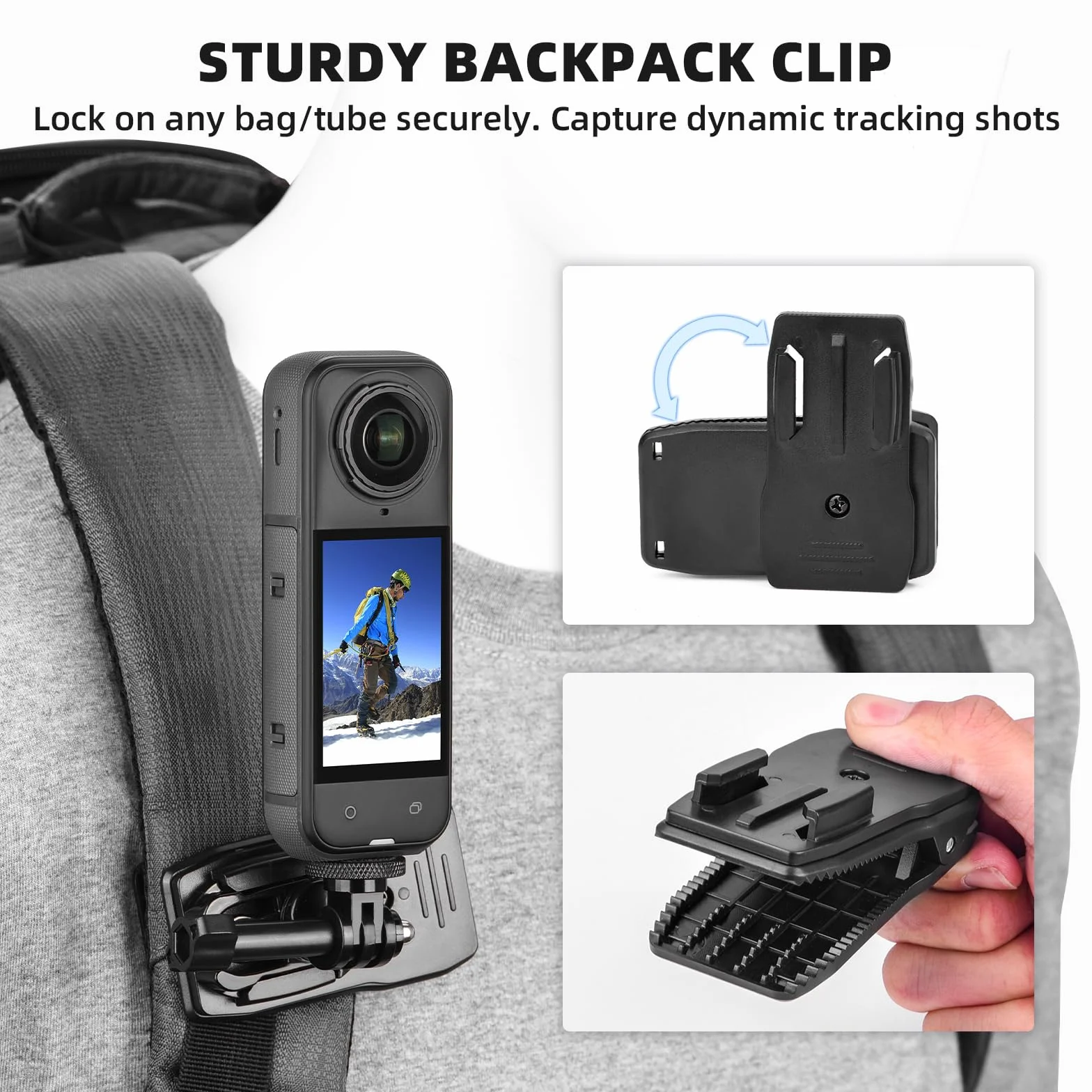 BRDRC Kit di accessori per Insta 360 X5 X4, cinghia per il petto, imbracatura per zaino, supporto da polso, adattatore rotante a 360° + rilascio rapido per Insta360 One X5 X4 X3 X2 X