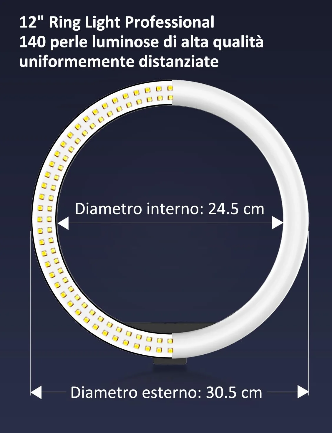 YOHOOLYO Ring Light LED 12" 3 modalità 10 luminosità per Trucco Fotografia Video Selfie