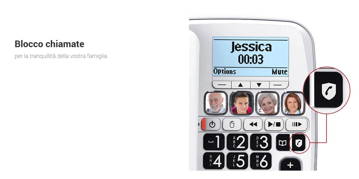 Swissvoice Telefono Combo per Anziani Cordless + Fisso Amplificato Suoneria Forte Volume Alto Vivavoce Tasti Grandi Parlanti Call Blocker Black List Blocco Chiamate Segreteria Apparecchi Acustici HAC
