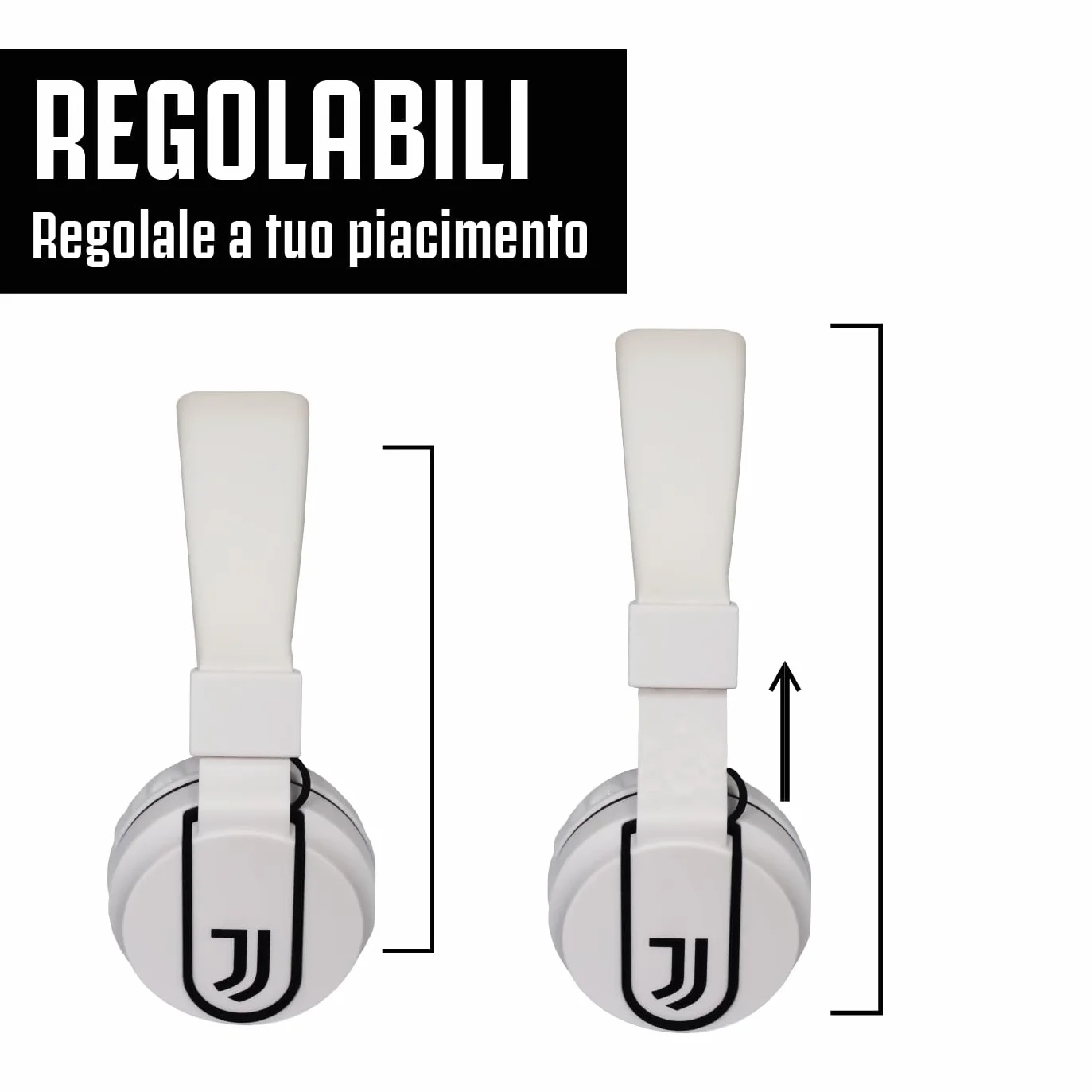 TECHMADE Juventus Football Cuffia microfono incluso |ON-EAR |con filo cavo aux | Bianco/Nero | con adattatore usb-c (+ SPEAKER)
