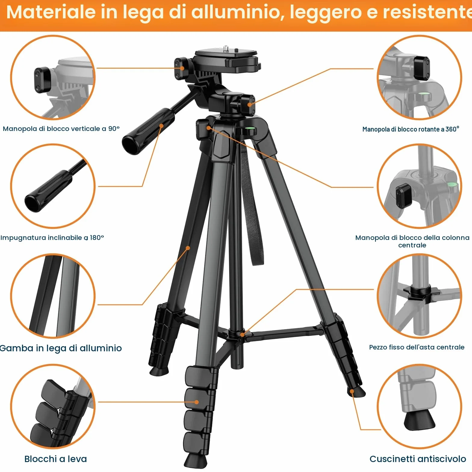 Treppiede Smarthphone, Nuovo 172cm/67in Treppiedi Fotocamera Cavalletto Smartphone per iPhone/Samsung/Huawei/iPad/Reflex, Cavalletto Telefono con Supporto Telefono e Telecomando Bluetooth