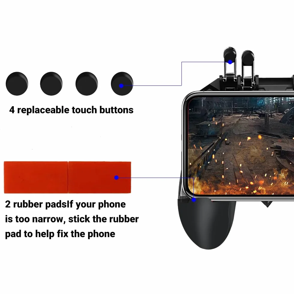 Ozkak Mobile Controller Smartphone Gamepad semplificato Portatile 4 Trigger L1R1 L2R2 Universel per PUBG COD Android iOS iPhone Samsung cellulare con larghezza da 7 a 9,5 cm