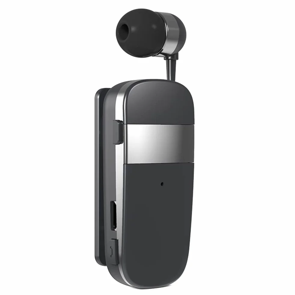 MoreChioce Cuffie Bluetooth 5.0, Auricolare Bluetooth Senza Fili Retrattile Cuffie Auricolari con Cancellazione del Rumore Cuffie Wireless Auricolari Cuffie Bluetooth nell'orecchio,10m,Grigio,k53